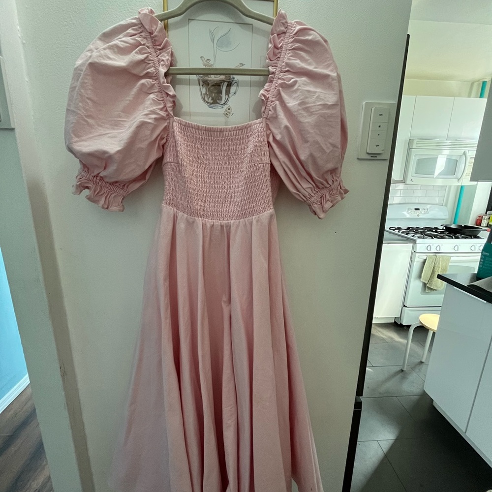 Selkie Pale Pink Puff-Sleeve Women's Dress